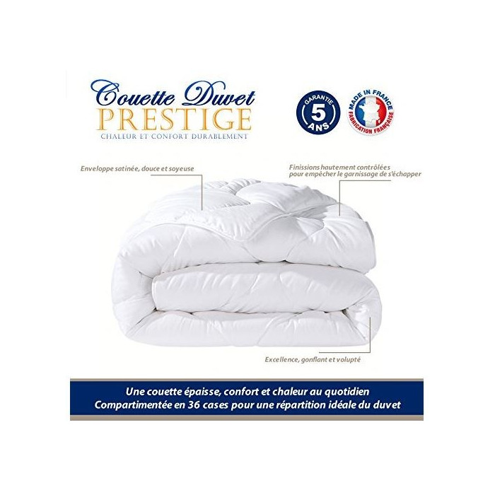COUETTE DUVET luxe 220x240 ,80% Duvet Oie Blanc 20% Plumettes. Enveloppe 100% Coton percale 110 fils/cm², 400 g/m² COUETTE DUVET luxe 220x240 ,80% Duvet Oie Blanc 20% Plumettes. Enveloppe 100% Coton percale 110 fils/cm², 400 g/m²
