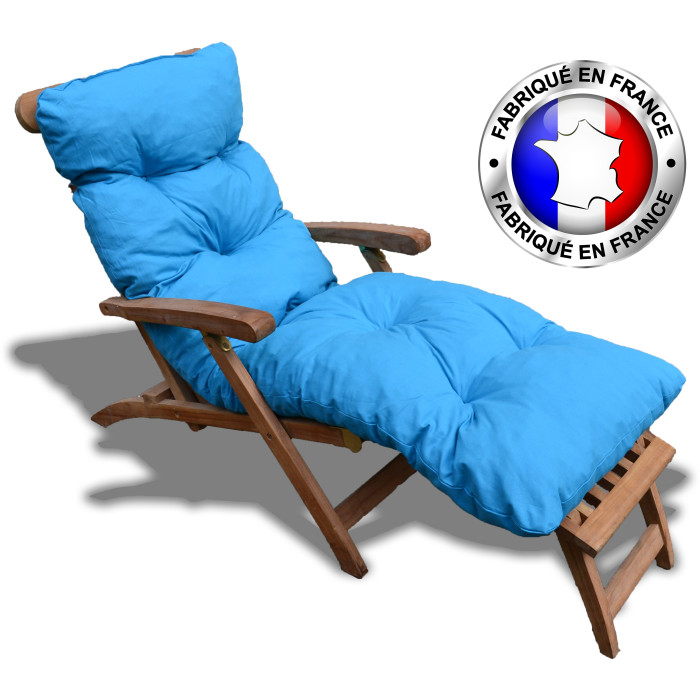 COUSSIN BAIN DE SOLEIL COTON Bleu 180*60*12 cm COUSSIN BAIN DE SOLEIL COTON Bleu 180*60*12 cm