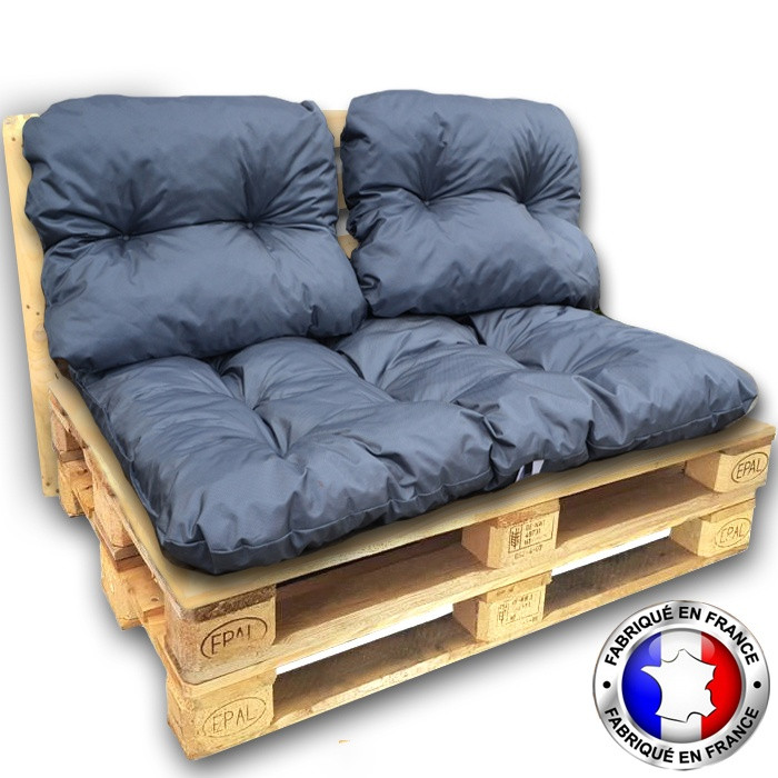 KIT COUSSINS PALETTE OUTDOOR gris 1 assise+2 dossiers 120*80 cm KIT COUSSINS PALETTE OUTDOOR gris 1 assise+2 dossiers 120*80 cm