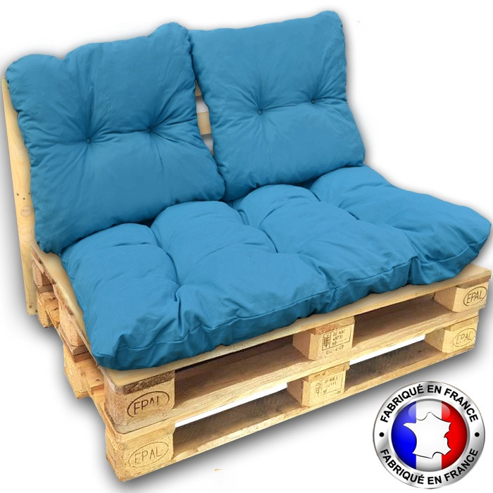 KIT COUSSINS PALETTE OUTDOOR complet 1 assise+3 dossiers 120*80 cm KIT COUSSINS PALETTE OUTDOOR complet 1 assise+3 dossiers 120*80 cm