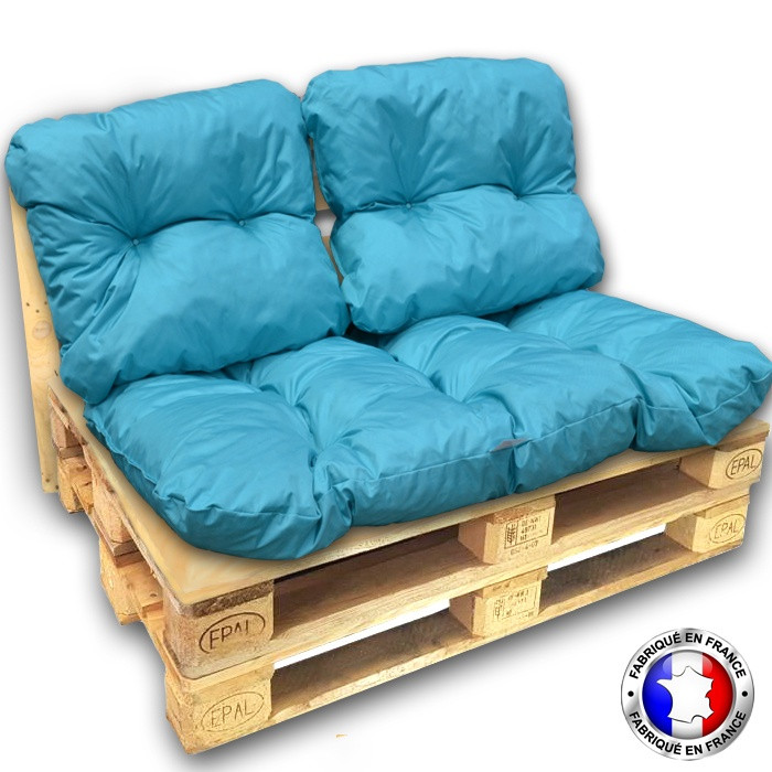 KIT COUSSINS PALETTE OUTDOOR complet bleu 120*80 cm KIT COUSSINS PALETTE OUTDOOR complet bleu 120*80 cm