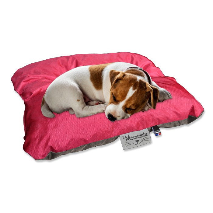 Coussin de chien reversible rose fuchsia taupe lavable Coussin de chien reversible rose fuchsia taupe lavable