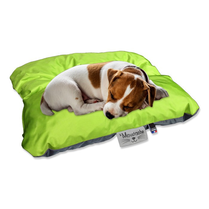 Coussin de chien reversible vert gris lavable Coussin de chien reversible vert gris lavable